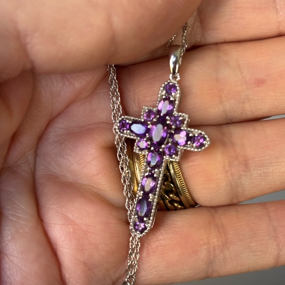 Jewelry - Sterling Silver Amethyst Cross Pendant Necklace